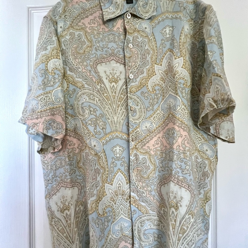 Ermenegildo Zegna Pastel Paisley Men's Shirt short Sleeves